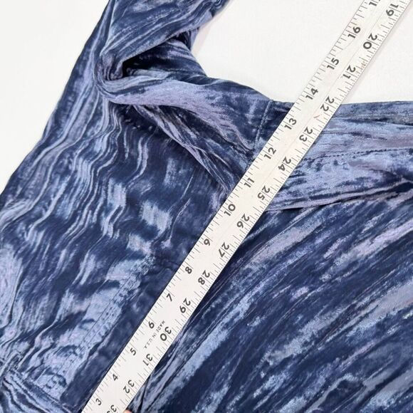 Treasure & Bond Pants Women 2 Blue Crinkle Velvet Pant Trouser Wide Leg Barrel - Picture 8 of 10